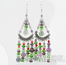 Wholesale Fancy Style Multi Color Crystal and Rainbow Fluorite Earrings