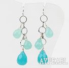 Wholesale New Design Dangle Blue Crystal and Blue Jade Earrings