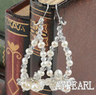 Fashion Style White Freshwater Pearl and Clear Crystal Earrings