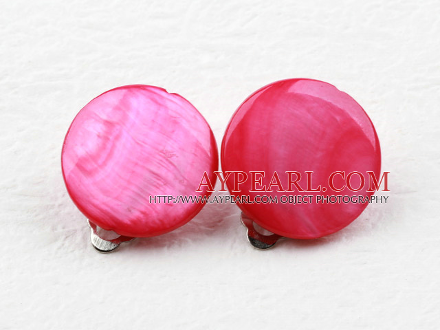 Classic Design Big Style Peach Red Shell Clip Earrings