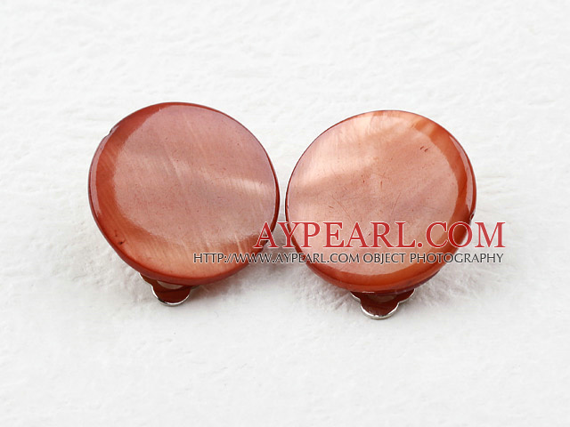 Classic Design Big Style Red Brown Color Shell Clip Earrings