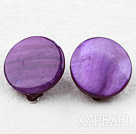 Classic Design Big Style Purple Color Shell Clip Earrings