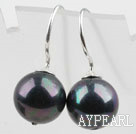 Classic Design Round Shape 10mm Black with Colorful Seashell Beads Earrings