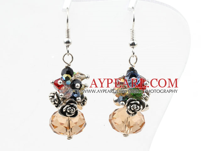Assorted Multi Color and Amber Color Manmade Crystal Earrings