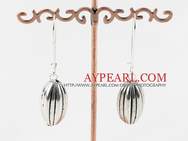 Simple Style Melon Shape Tibet Silver Dangle Earrings With Hook Earwires