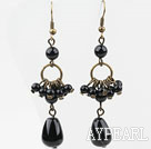 Wholesale Long Style Assorted Black Agate Drop Earrings