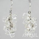 Fashion Loop Chain Cluster Style Clear Crystal Dangle Earrings With Fish Hook