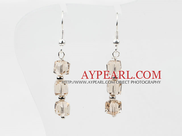 Dangle Style Champagne Color Manmade Crystal Earrings