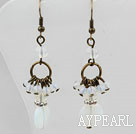 Wholesale Lovely Vintage Style Assorted Round And Caky Shape Opal Loop Earrings With Copper Charms