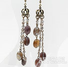 Dangle Style Persia Gray Agate and Crystal Earrings with Crown Accessories