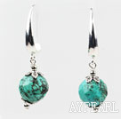 Simple Design 12Mm Faceted Blue Turquoise Drop Earrings With Ear Hoops