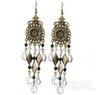 Vintage Style Heart Shape Clear Crystal Dangle Earrings