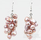 Cluster Style Natural Purple Freshwater Pearl Earrings
