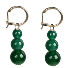 Beautiful Long Style Graduated Green Agate Beads Dangle Earrings