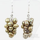 Cluster Style Light Brown Top Drilled Freshwater Pearl Earrings