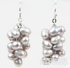 Cluster Style Light Gray Color Top Drilled Freshwater Pearl Earrings