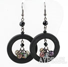 Wholesale Donuts Shape Black Stone and Multi Color Crystal Earrings