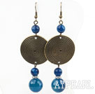 Vintage Style Blue Agate and Flat Round Broonze Accessories