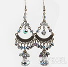 Vintage Cluster Style Plated Colorful Crystal Loop Chandelier Dangle Earrings