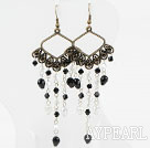 Wholesale Long Style White and Black Crystal Vintage Earrings