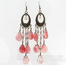 Wholesale Vintage Style Drop Shape Cherry Quartz Crystal Long Earrings