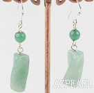 Beautiful Round And Twisted Cylinder Aventurine Dangle Earrings With Fish Hook