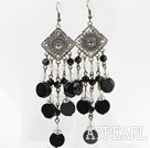 Wholesale Assorted Clear Crystal and Black Agate Long Style Earrings