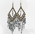 Vintage Style Gray Silver Color Crystal Tassel Earrings