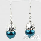 Lovely Style Peacock Blue Color Shell Beads Earrings