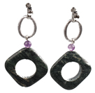 Wholesale Classic Simple Design Hollow Green Picture Jasper Amethyst Dangle Earrings