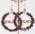 Large-diameter circle fashion garnet earrings