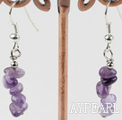 Lovely Layer Natural Amethyst Chips Dangle Earrings With Fish Hook