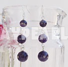 Classic Natural Round Amethyst Ball Loop Chain Dangle Earrings With Fish Hook 