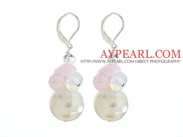 Mosaics White Lip Shell and Pink Crystal Earrings