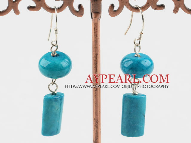 Fashion Irregular Shape Blue Spinder Stone Dangle Earrings With Fish Hook