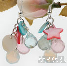 Nice Assorted Teardrop Crystal And Multi Star Round Shell Cluster Dangle Earrings