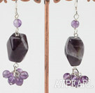 Lovely Amethyst Stone Round Crystal Cluster Dangle Earrings With Fish Hook
