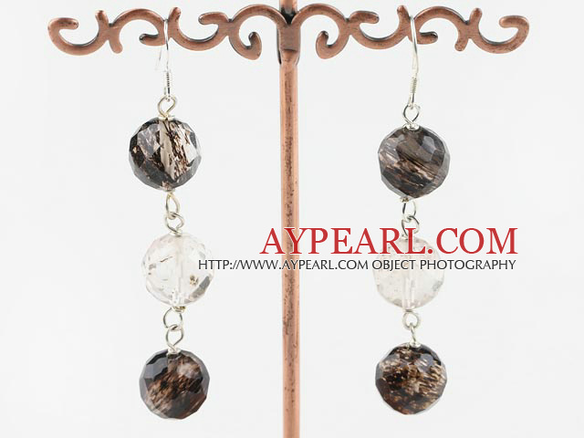 Fashion White And Black Melting Crystal Ball Dangle Earrings With Fish Hook