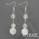 Wholesale Simple Style Loop Chain Round Rose Quartz Dangle Earrings With Fish Hook