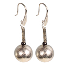 Wholesale Simple Design Frosted Metal Ball Garnet Beads Dangle Earrings