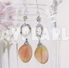 Wholesale Beautiful 16*20Mm Three Colored Jade And Loop Flower Metal Charm Earrings With Fish Hook
