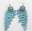 Wholesale chandelier shape 4mm blue turquoise dangle earrings