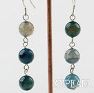 Fashion Internal Burst Pattern Blue Agate Dangle Earrings With Fish Hook