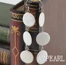 Popular 11Mm White Disc Shell Dangle Earrings With Fish Hook