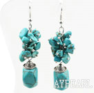 Fashion Dangle Style Assorted Blue Turquoise Cluster Earrings With Fish Hook