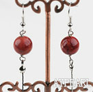 Lovely Long Style 12Mm Round Grass Coral Dangle Earrings With Fish Hook