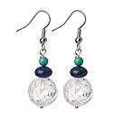 2014 Summer Fashion Style Rose Flower Shape Natural Clear Crystal And Turquoise Lapis Earrings With Fish Hook