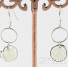 Lovely Short Style 8Mm Round Serpentine Jade Loop Dangle Earrings With Fish Hook