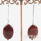 Simple Style 10*20Mm Oval Silver Leaf Agate Dangle Earrings With Hoop Earwires