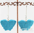 Wholesale fashion white pearl and blue turquoise butterfly earrings